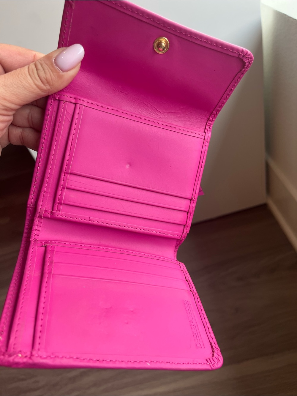 Dooney & Bourke Hot Pink Leather Trifold Wallet Coin Purse - Picture 4 of 6